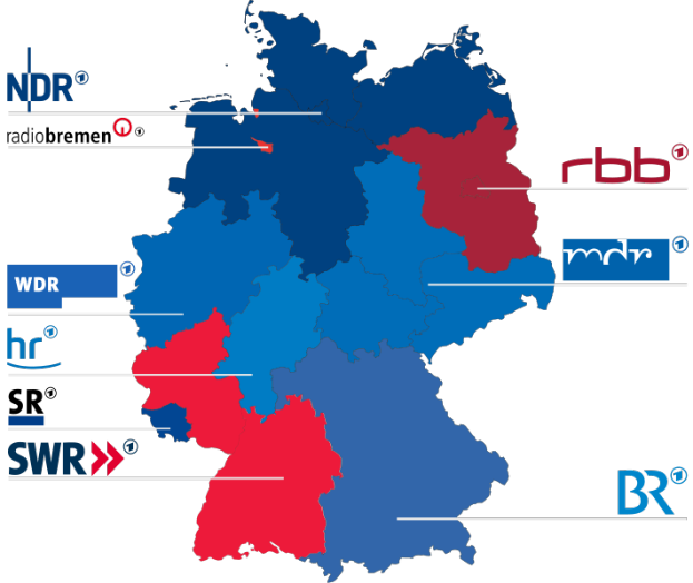 Eine Deutschlandkarte mit in rot und blau hervorgehobenen Bundesländern, die die Ergebnisse der Wahl von 2016 zeigt, mit Textdetails zu den Kandidaten und dem Wahldatum.