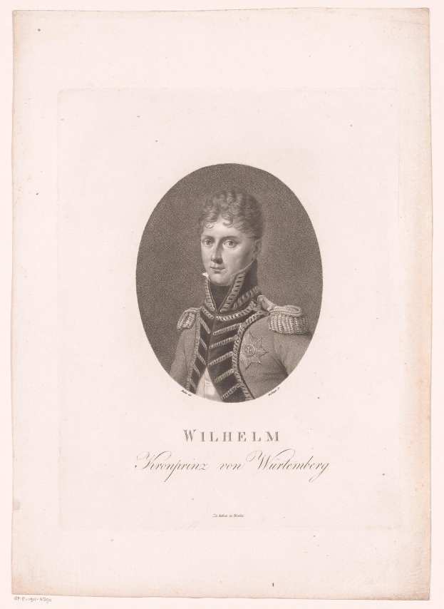 Schwarzes und weißes Porträt von Wilhelm II., Kaiser von Deutschland, in einer Militäruniform mit Text unten.