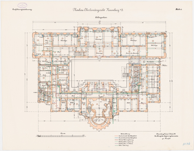 Schwarz-weißer architektonischer Grundriss eines Mehrraumgebäudes mit beschrifteten Fenstern, Türen und Fluren, identifiziert als Neuhaus Oberlandgereich in Hamburg, Deutschland.