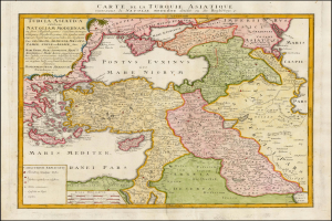 Ein gerahmtes Poster einer Karte von Türkei und dem Mittelmeer mit darauf geschriebenem Text.