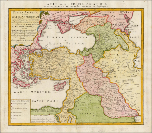 Ein gerahmtes Poster einer Karte von Türkei und dem Mittelmeer mit darauf geschriebenem Text.