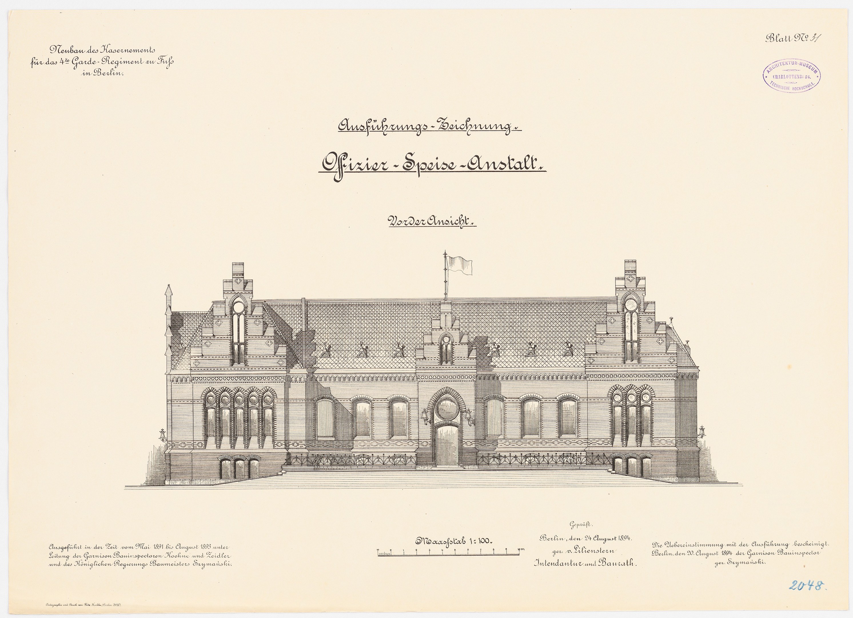 Zeichnung des Hauptsaals des Deutschen Bundestages in Berlin mit einer Fahne oben und begleitendem Text auf dem Papier.