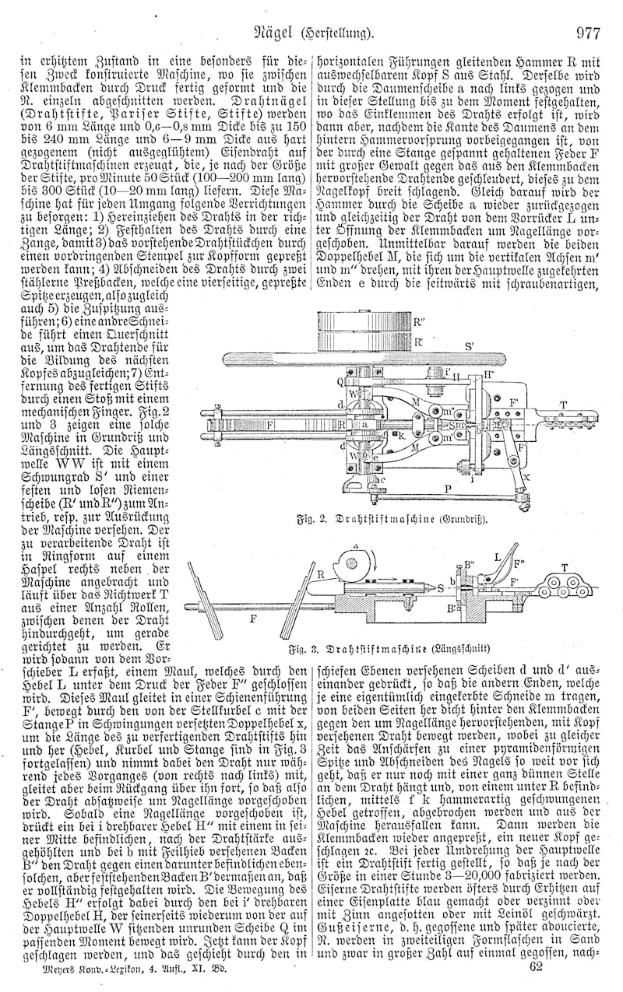Eine Seite aus einem Buch mit einer Zeichnung einer Maschine und dem Text "Deutsches Patent 977,977" sowie mehreren Bildern der Maschine.